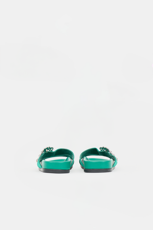 Manolo Blahnik Satin Chilanghi Embellished Sandal