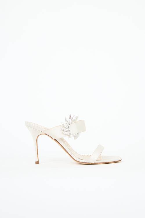 Manolo Blahnik Satin Embellished Chivela Heel