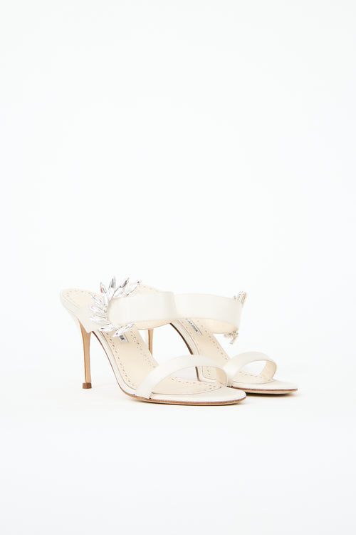 Manolo Blahnik Satin Embellished Chivela Heel