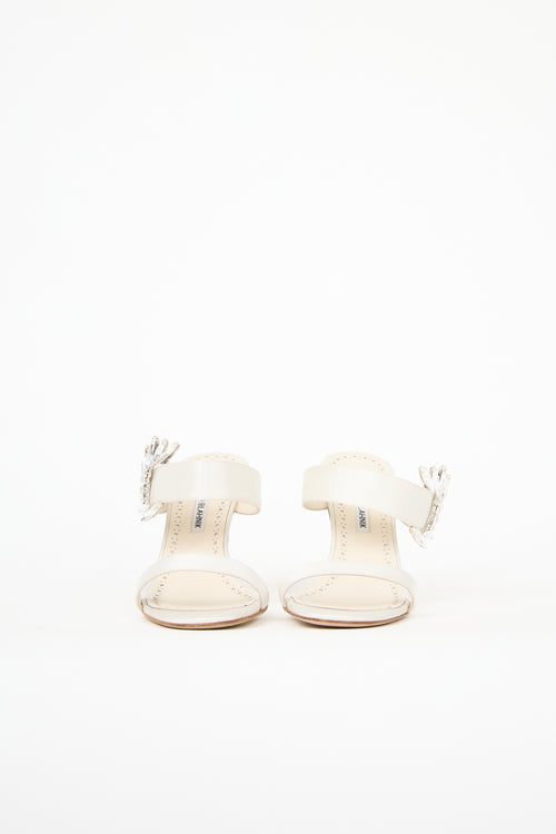 Manolo Blahnik Satin Embellished Chivela Heel