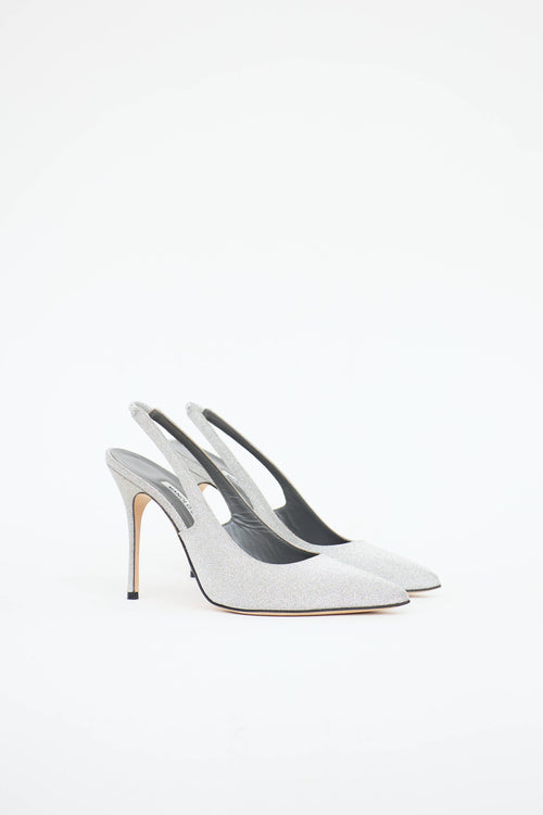 Manolo Blahnik Allura Glitter Slingback Mule