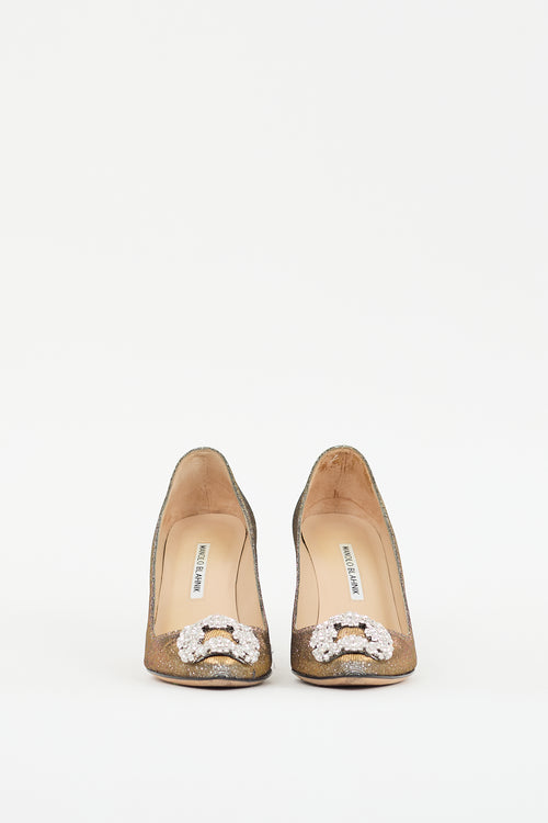 Manolo Blahnik Dark Gold Glitter Hangisi Pump