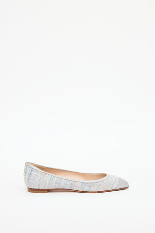 Manolo Blahnik Silver & Multi Tweed Flat