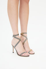 Manolo Blahnik Silver & Gold Newfi Heeled Sandal