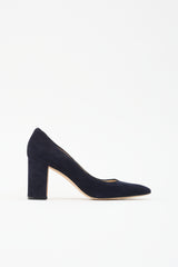 Manolo Blahnik Suede Block Heel Pump