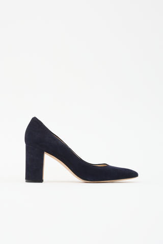 Manolo Blahnik Suede Block Heel Pump