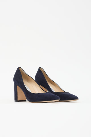 Manolo Blahnik Suede Block Heel Pump