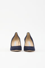 Manolo Blahnik Suede Block Heel Pump