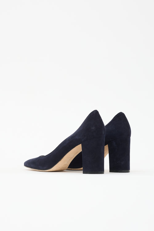 Manolo Blahnik Suede Block Heel Pump