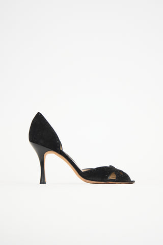 Manolo Blahnik Suede D'Orsay Pump