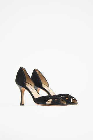 Manolo Blahnik Suede D'Orsay Pump