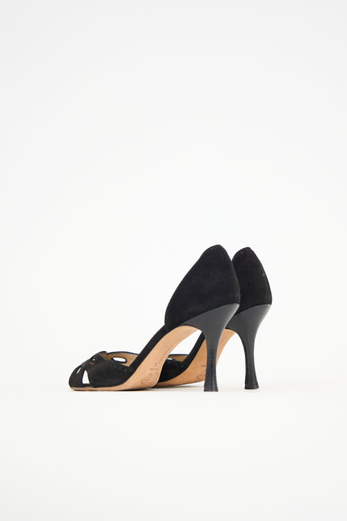 Manolo Blahnik Suede D'Orsay Pump