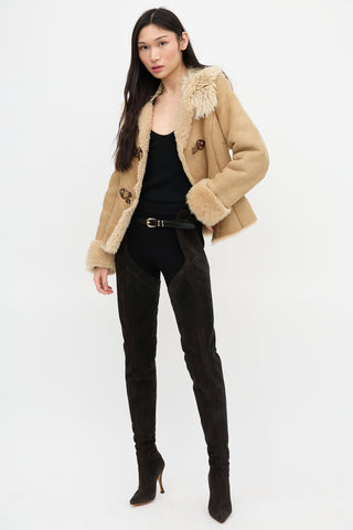 Manolo Blahnik Suede Thigh-High Belted Boot