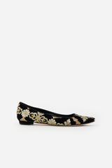 Manolo Blahnik Velvet Embroidered Flat