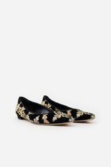 Manolo Blahnik Velvet Embroidered Flat