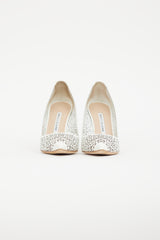 Manolo Blahnik White BBMI 105 Patent Cut Out Heel