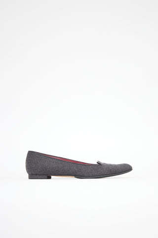 Manolo Blahnik Wool Pointed Toe Flat