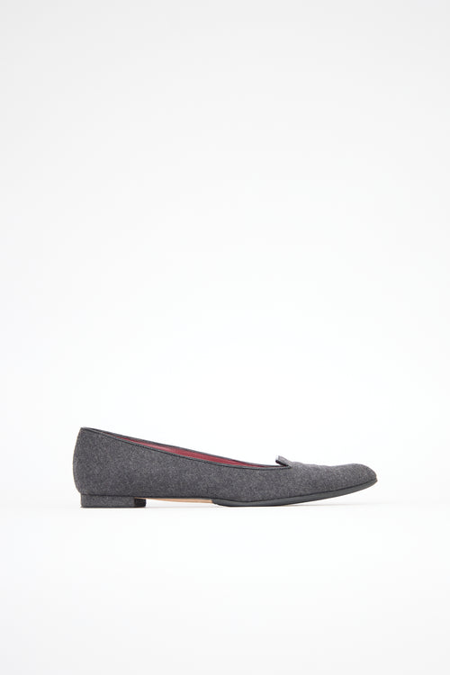 Manolo Blahnik Wool Pointed Toe Flat