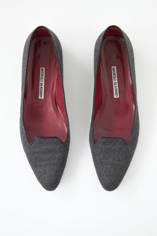 Manolo Blahnik Wool Pointed Toe Flat