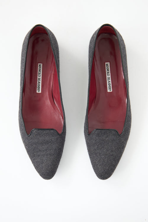 Manolo Blahnik Wool Pointed Toe Flat
