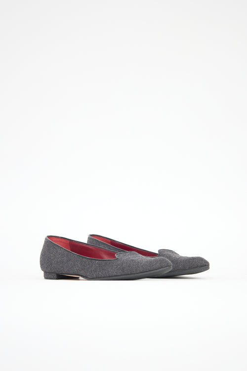 Manolo Blahnik Wool Pointed Toe Flat