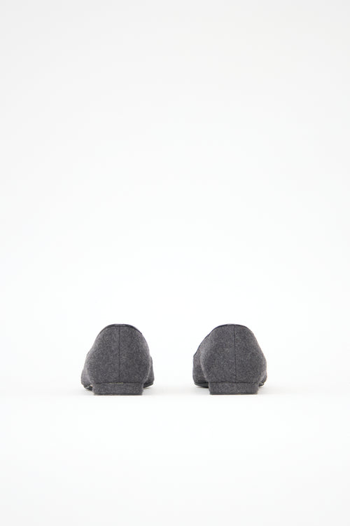 Manolo Blahnik Wool Pointed Toe Flat