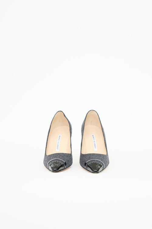 Manolo Blahnik Wool Pointed Toe Pump