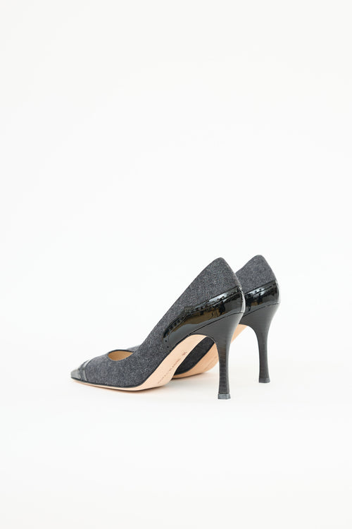 Manolo Blahnik Wool Pointed Toe Pump