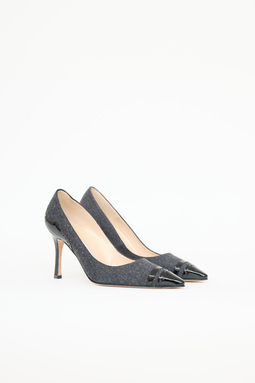 Manolo Blahnik Wool Pointed Toe Pump