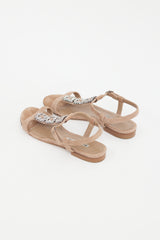 Manolo Blahnik Brown Suede Crystal Embellishment Sandal