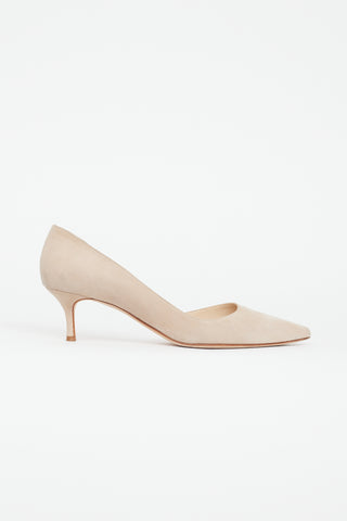 Manolo Blahnik Beige Suede D'orsay Heel