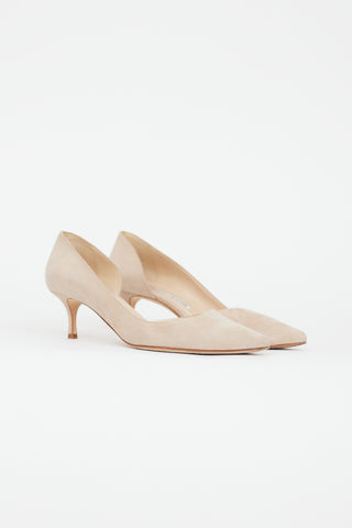 Manolo Blahnik Beige Suede D'orsay Heel