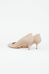 Manolo Blahnik Beige Suede D'orsay Heel