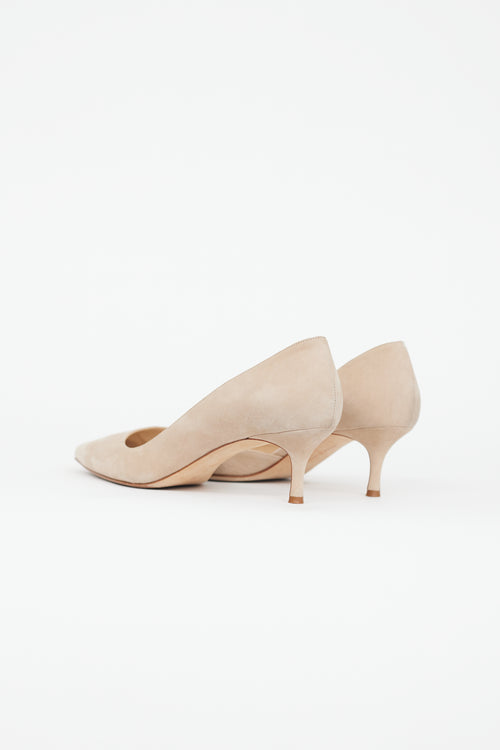Manolo Blahnik Beige Suede D'orsay Heel