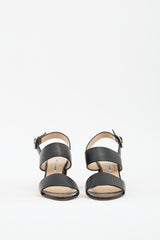 Manolo Blahnik Black Leather Khan Heel