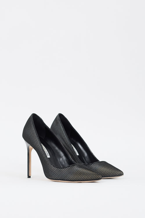 Manolo Blahnik Black Mesh Overlay BB 105 Pump