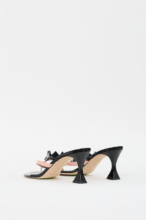 Manolo Blahnik Black & Pink Patent Leather Sulafahi Heeled Sandal