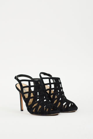 Manolo Blahnik Black Suede Dance 2 Slingback Sandal