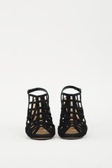 Manolo Blahnik Black Suede Dance 2 Slingback Sandal