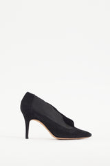 Manolo Blahnik Black Suede & Elastic Bootie