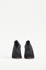 Manolo Blahnik Black Suede & Elastic Bootie