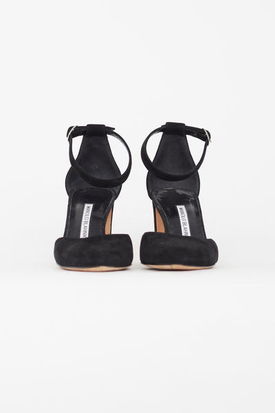 Manolo Blahnik // Black Suede Lausam Heel – VSP Consignment