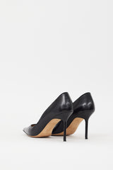 Manolo Blahnik Black Leather BB 90 Heel