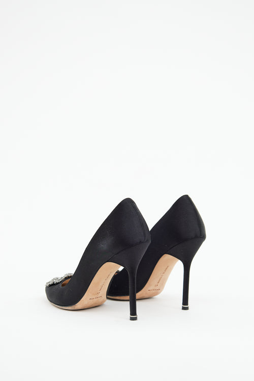 Manolo Blahnik Black Hangisi Embellished Pump