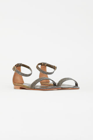 Manolo Blahnik Bronze Metallic Chafla Sandal
