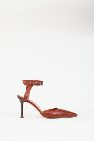 Manolo Blahnik Brown Leather Pointed Pump