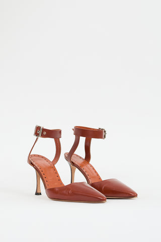 Manolo Blahnik Brown Leather Pointed Pump