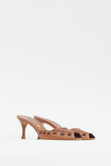 Manolo Blahnik Brown Leather Woven Mule