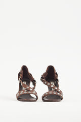 Manolo Blahnik Brown & Silver Studded Leather Strappy Heel