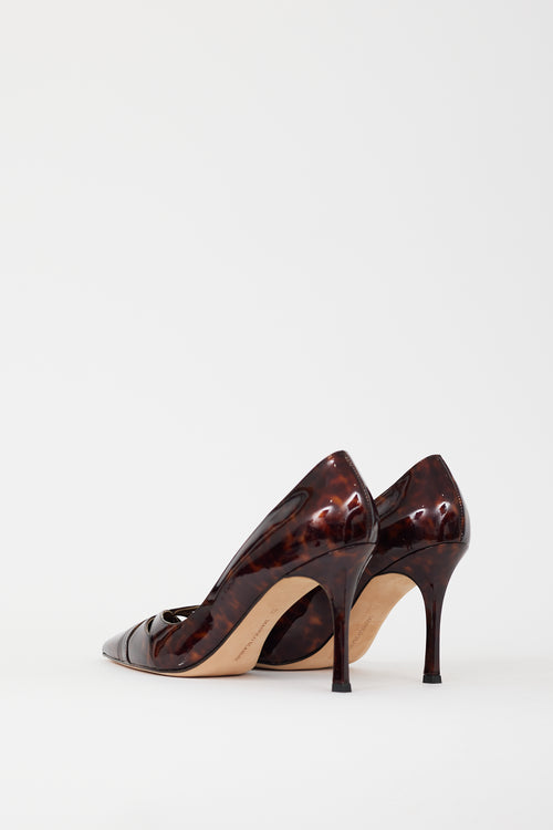 Manolo Blahnik Brown Patent Leather Pointed Toe Pump